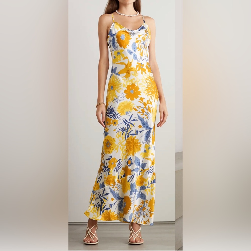 NWOT REFORMATION Parma floral-print silk-charmeuse maxi dress